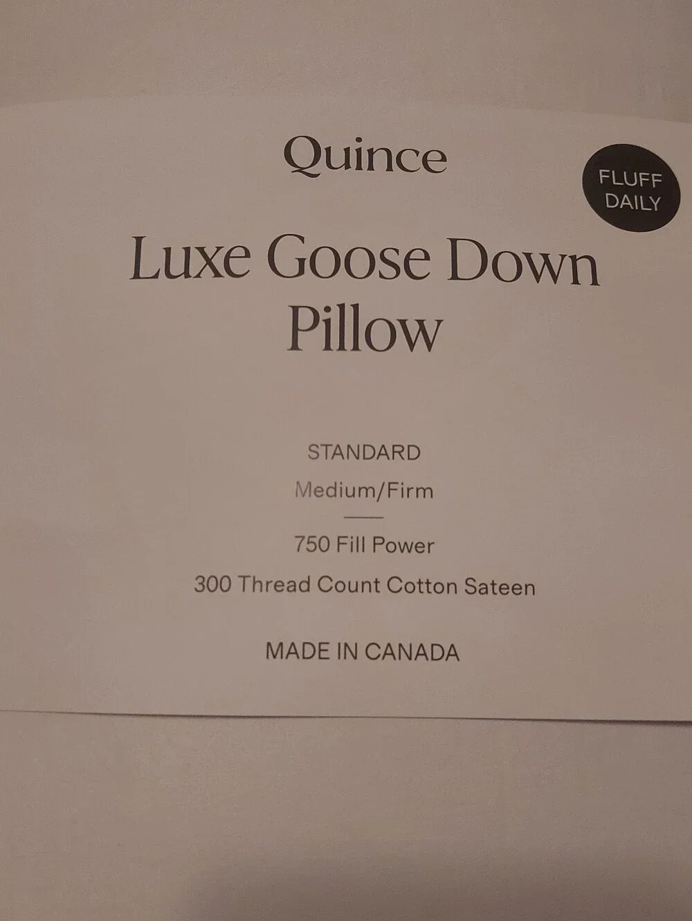 Quince Standard White Goose Down Pillow ( Medium/ Firm)(P36)
